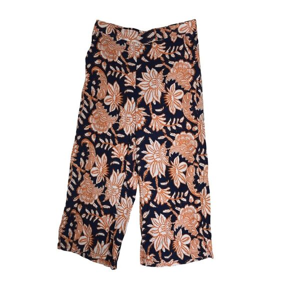 Christian Siriano Tropical  Linen Blend Floral Pants XL Pull-On Boho Wide Leg - Picture 2 of 9